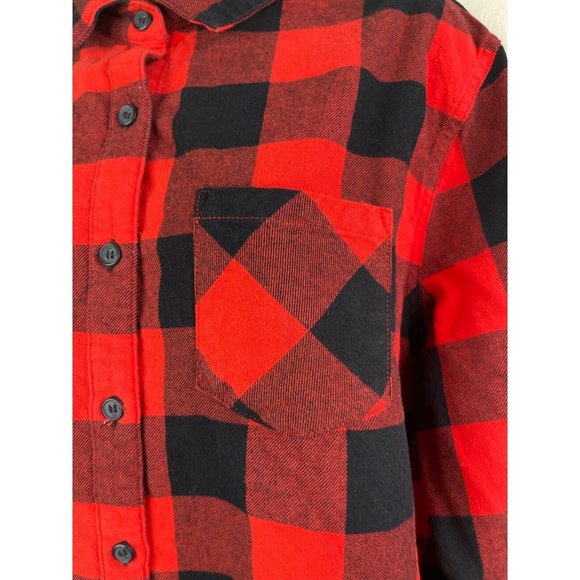 Raspberry Pudding Flannel Shirt Womens Plus Size XXL Black Red Plaid Classic Fit - Picture 8 of 9